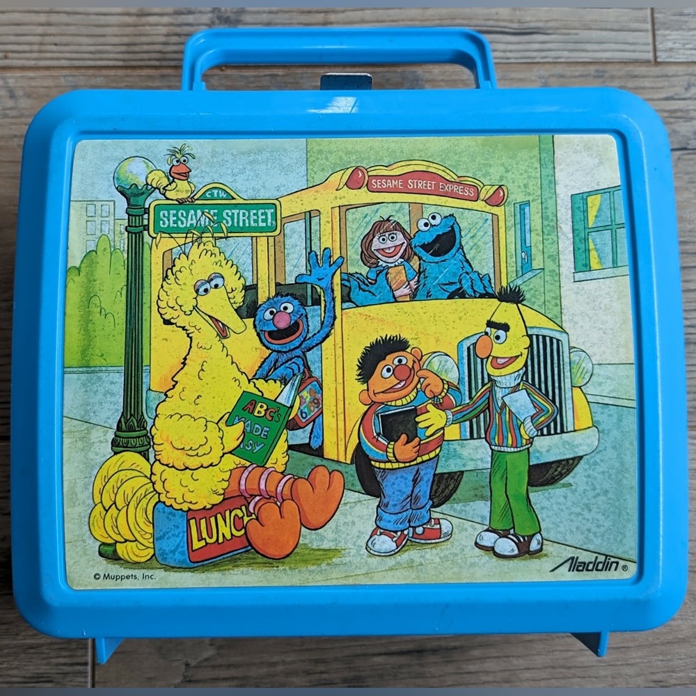 Vintage 90’s Sesame Street Lunch Box Aladdin Blue Plastic Big Bird No Thermos